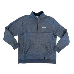Men's Columbia Sportswear Quarter Zip Jacket Blue/Gray Heavier Fleece Size XL